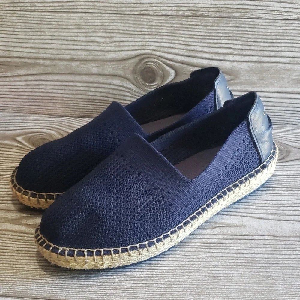 🌵Cole Haan 6.5 navy blue mesh canvas loafers espadrilles